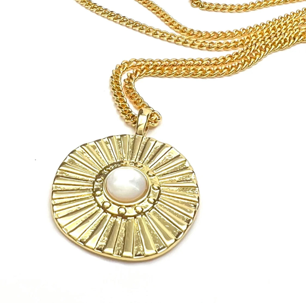 Silver Girl Mother Of Pearl Sunburst Necklace