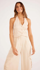 Mink Pink Fabella Halter Vest Beige | Vagabond Apparel Boutique