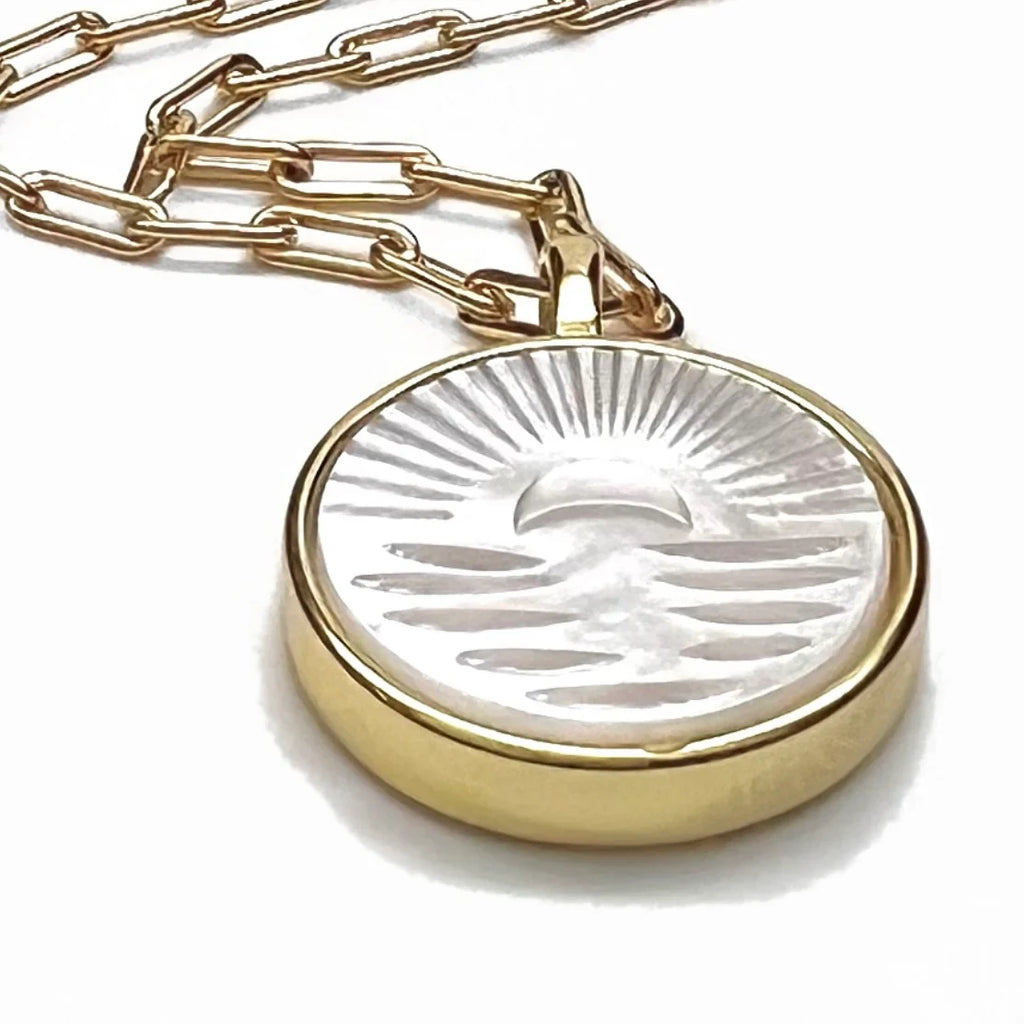 Silver Girl Mother Of Pearl Sunset Necklace