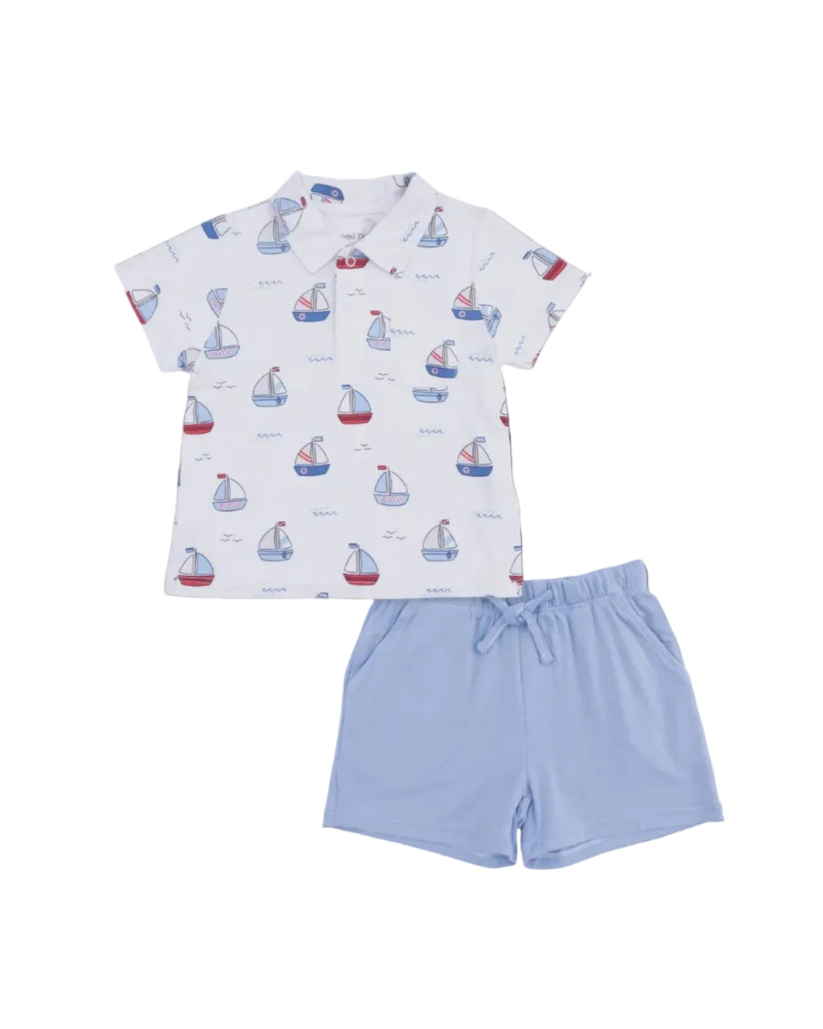 Angel Dear | Bubbly Sailboats Polo W/Shorts Set | Vagabond | Apparel | Boutique