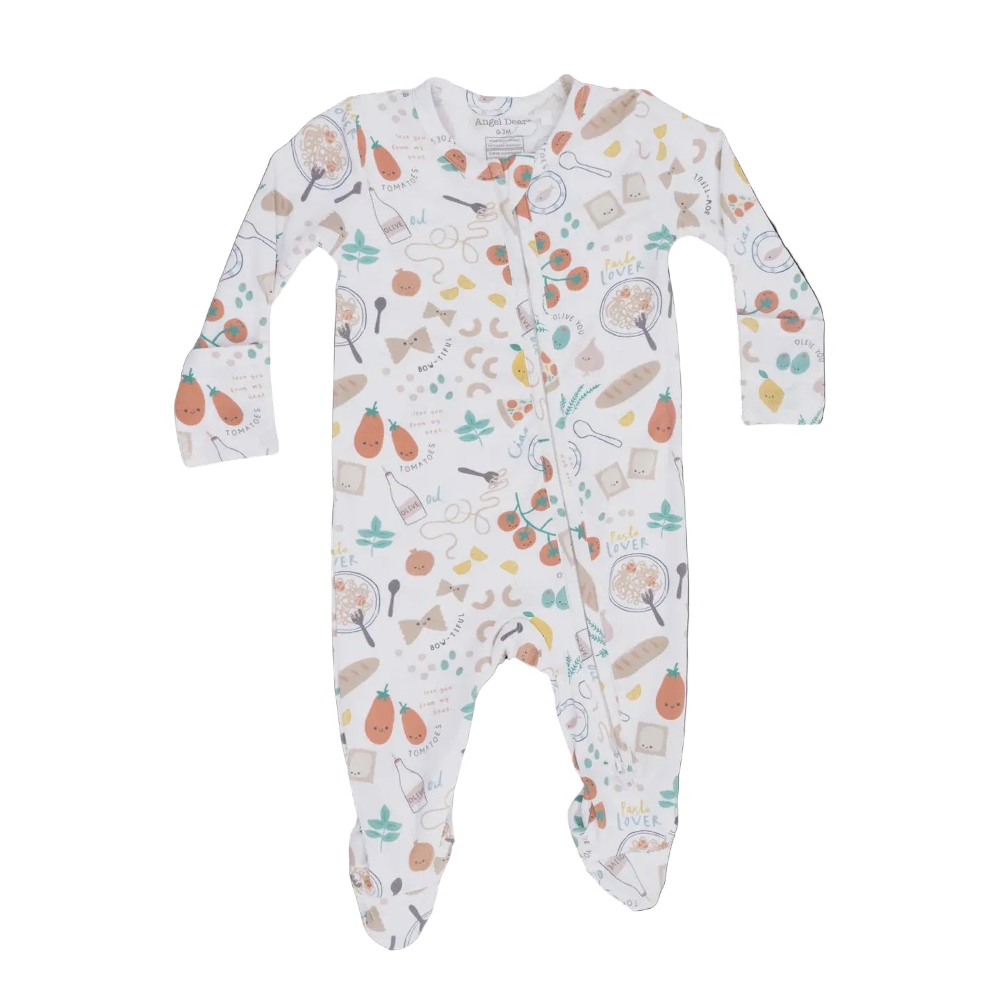 Angel Dear | Pasta Lovers 2 Way Zipper Footie | Front | Vagabond | Apparel | Boutique