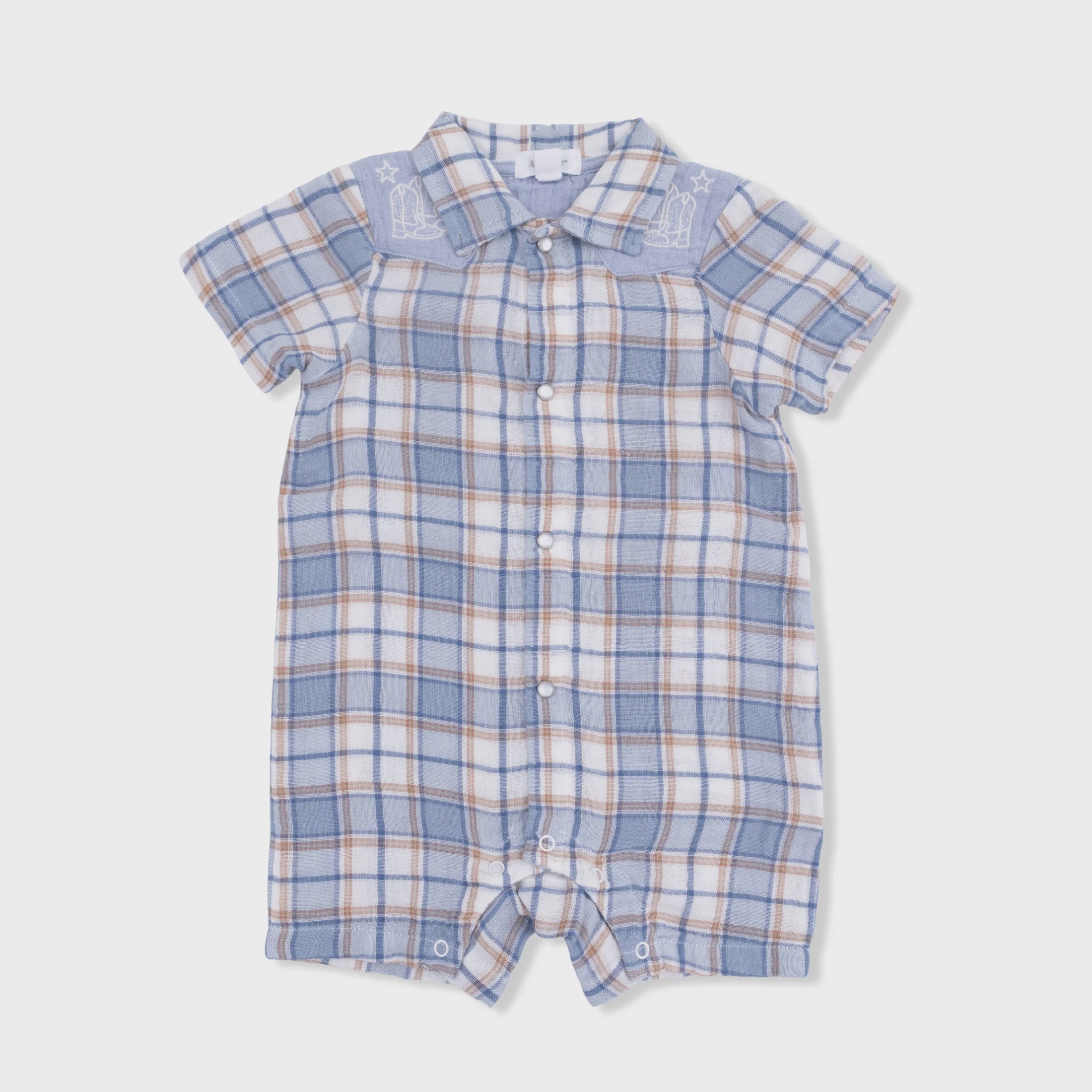 Angel Dear | Western Boot Plaid Western Pearl Snap Shortie | Front | Vagabond | Apparel | Boutique