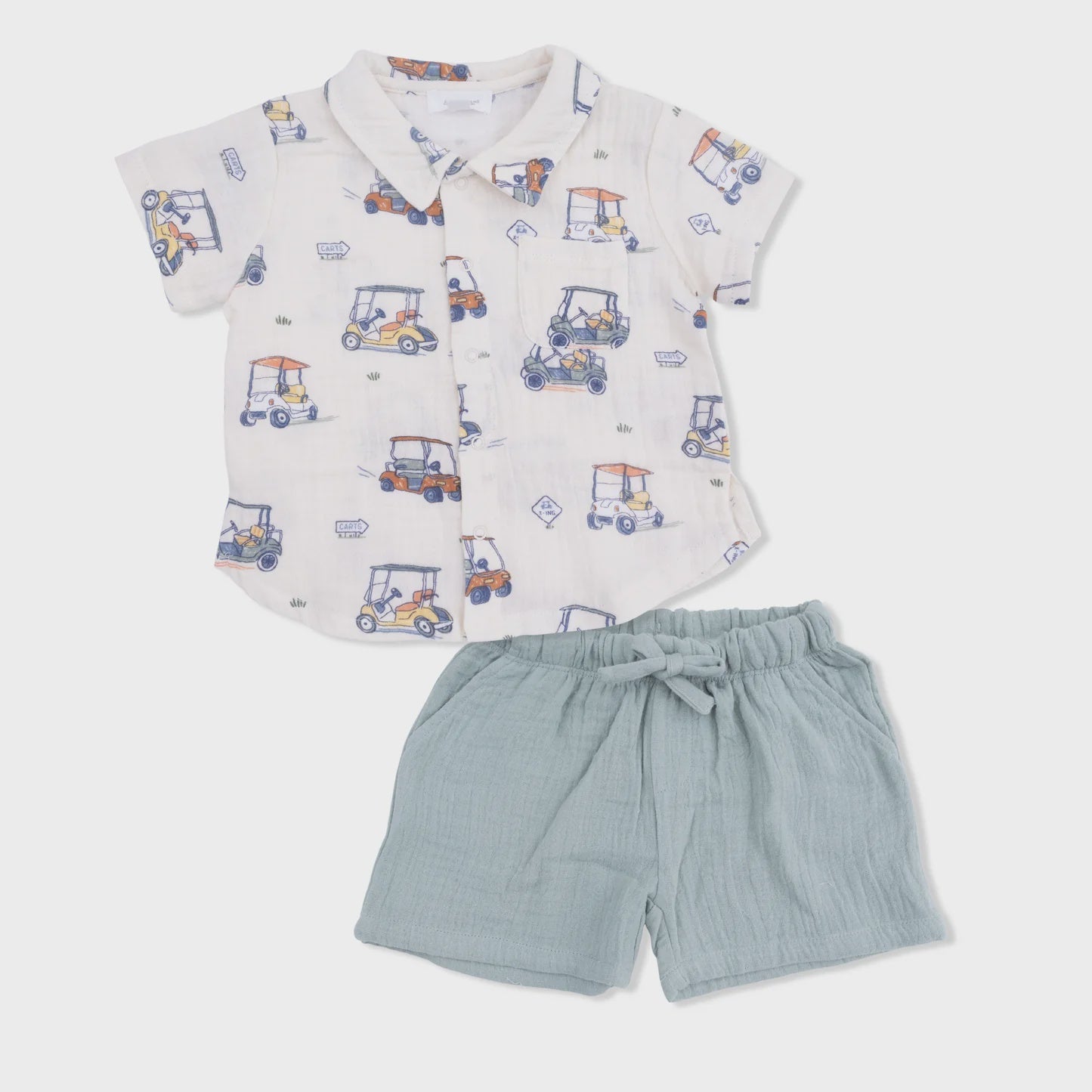 Angel Dear | Zooming Golf Carts Polo Button Up W/ Casual Short | Vagabond | Apparel | Boutique