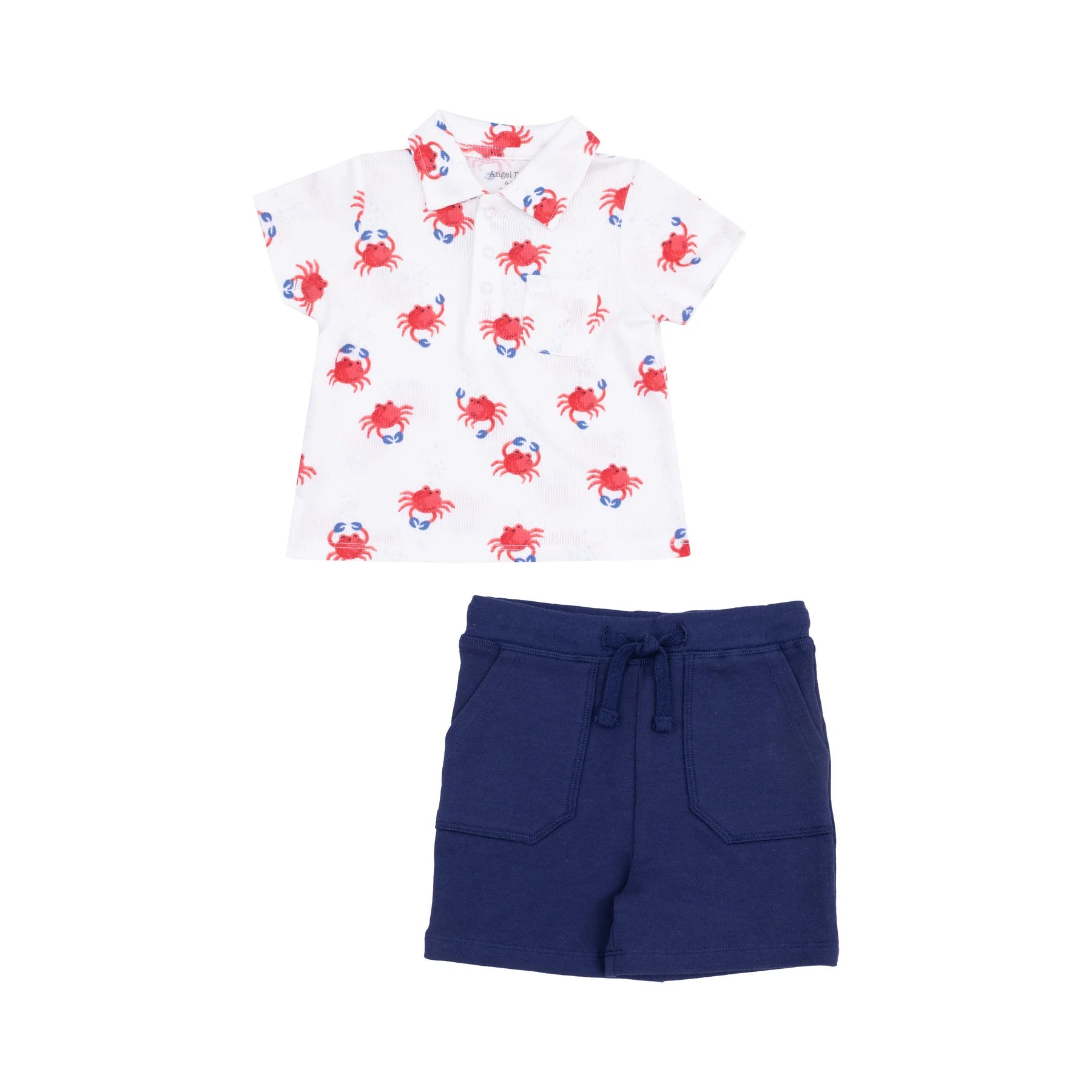 Angel Dear |  Crabby Cutie Polo Shirt And Short Set | Flat | Vagabond | Apparel | Boutique