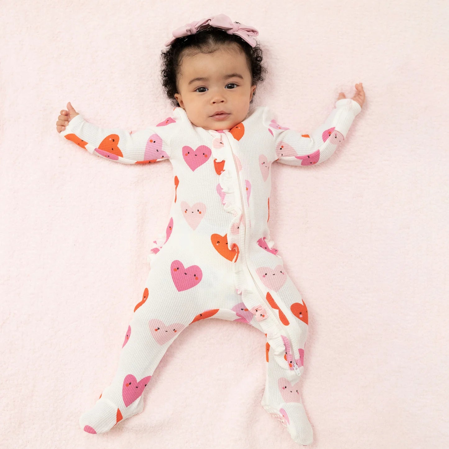 Angel Dear | Happy Hearts 2 Way Ruffle Zipper Footie | Vagabond | Apparel | Boutique