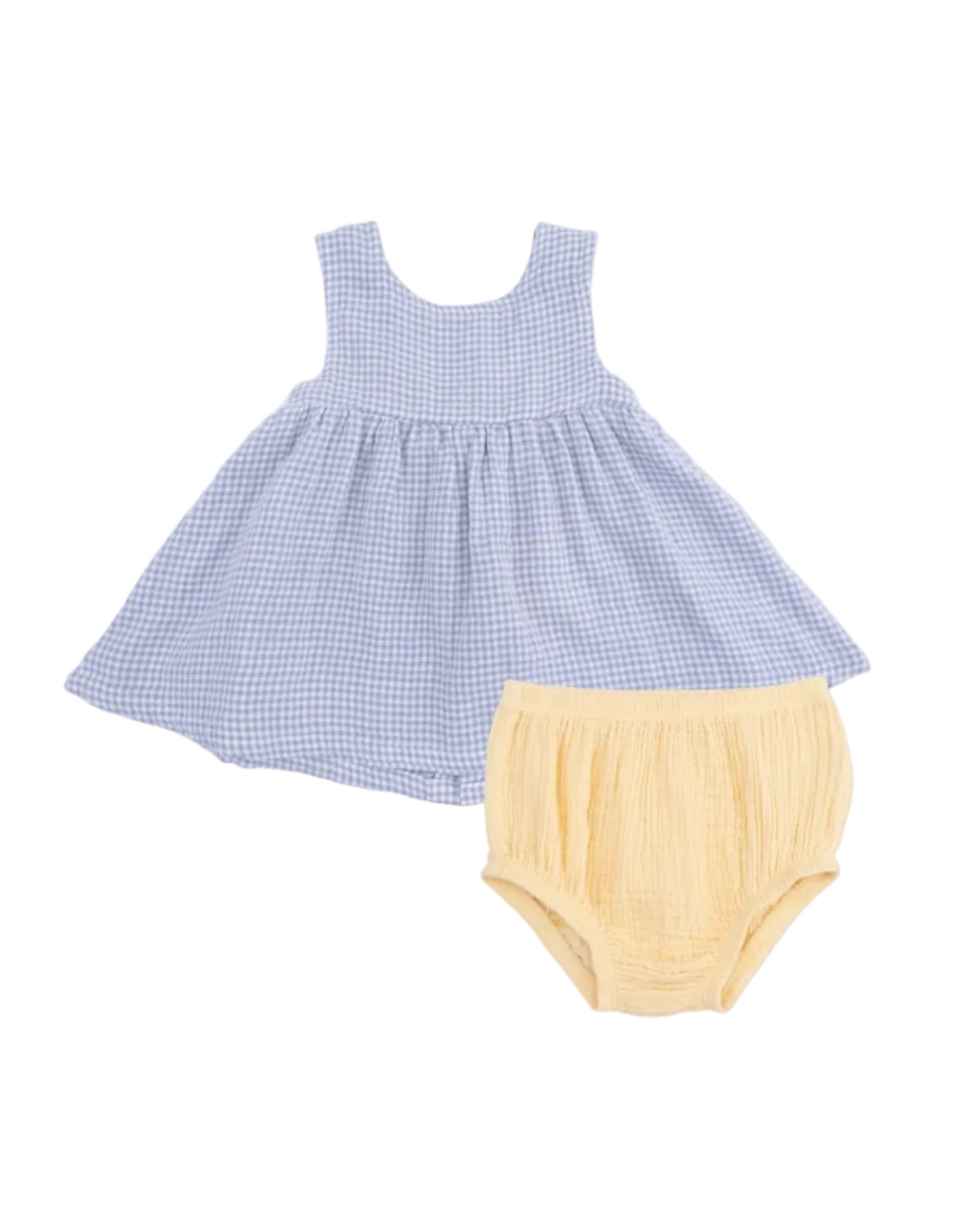 Angel Dear | Infant Micro Gingham Blue Blizzard Dress W/ Bow & Bloomer | Stock | Vagabond | Apparel | Boutique