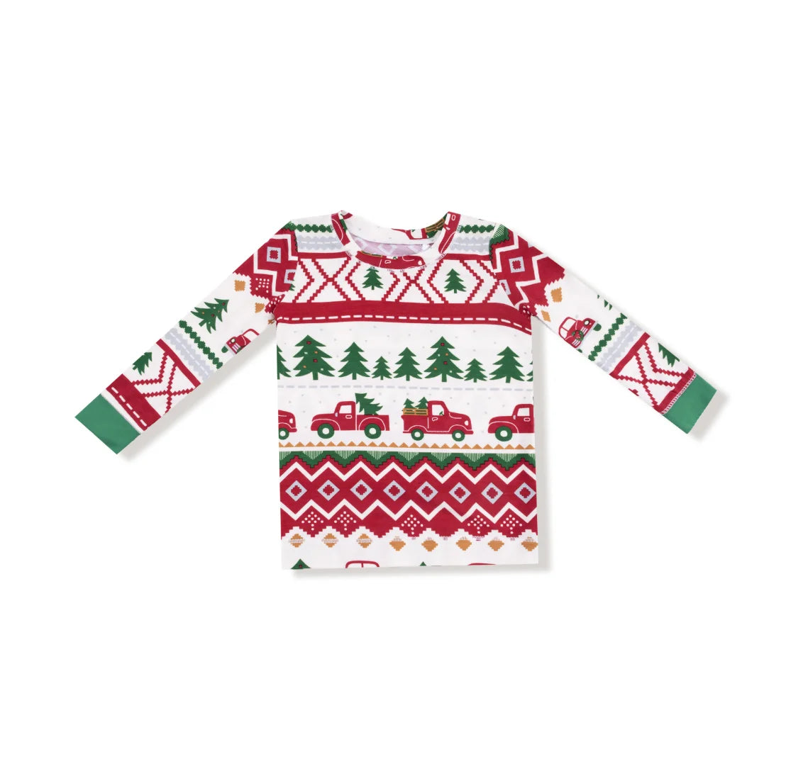 Angel Dear | Red Truck Fair Isle L/S | Top | Loungewear Set | Vagabond | Apparel | Boutique