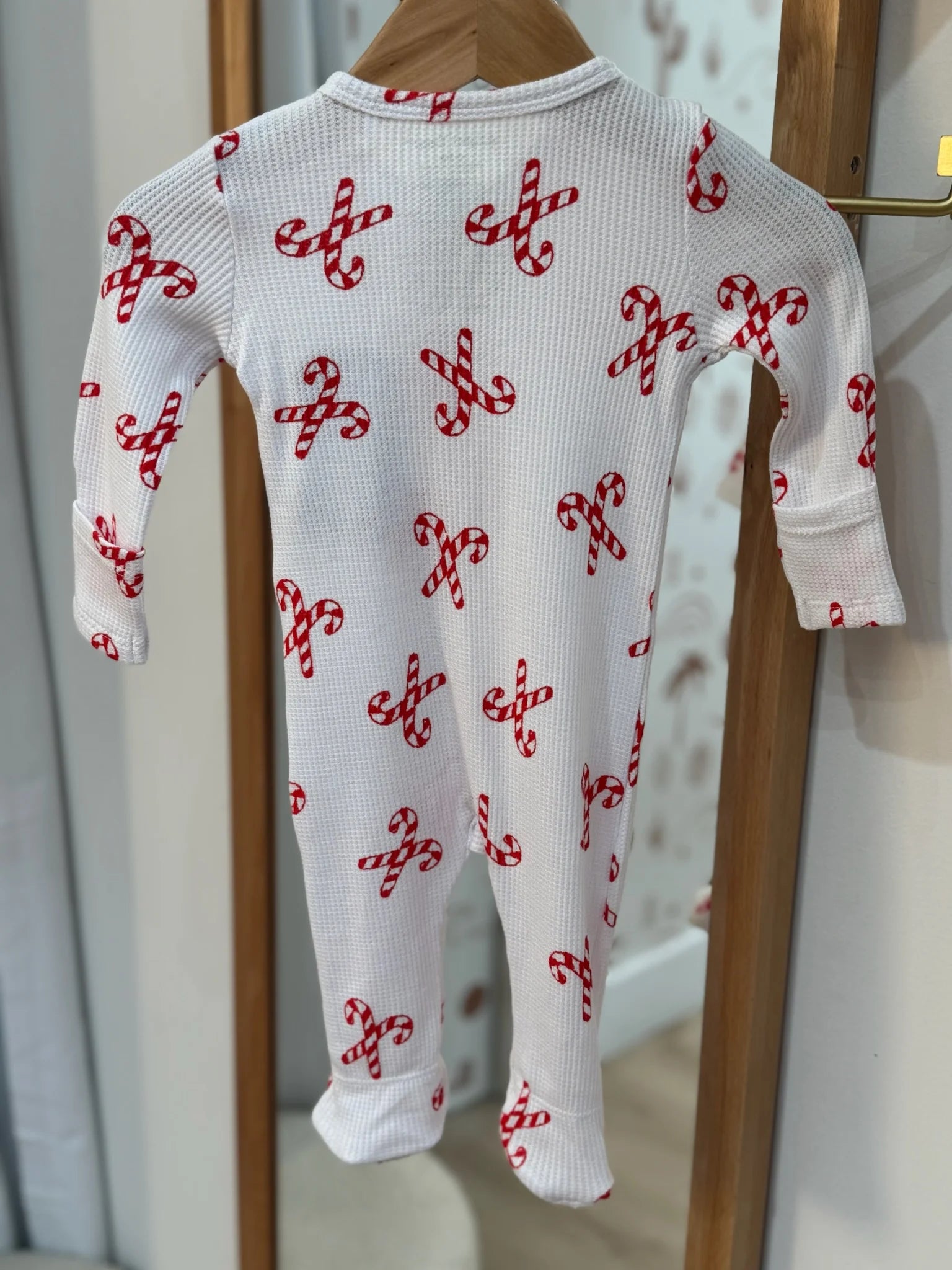 Angel | Dear | Candy Cane 2 Way Zipper Footie | Back | Vagabond | Apparel | Boutique