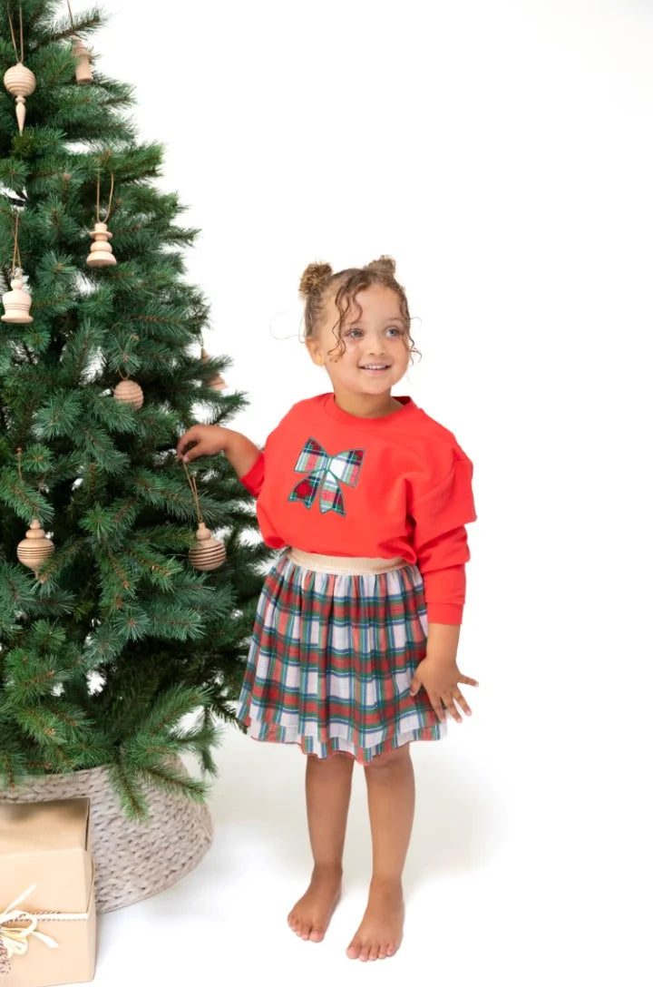 Angel Dear | Holiday Plaid Drop Sleeve Sweatshirt | Vagabond | Apparel | Boutique