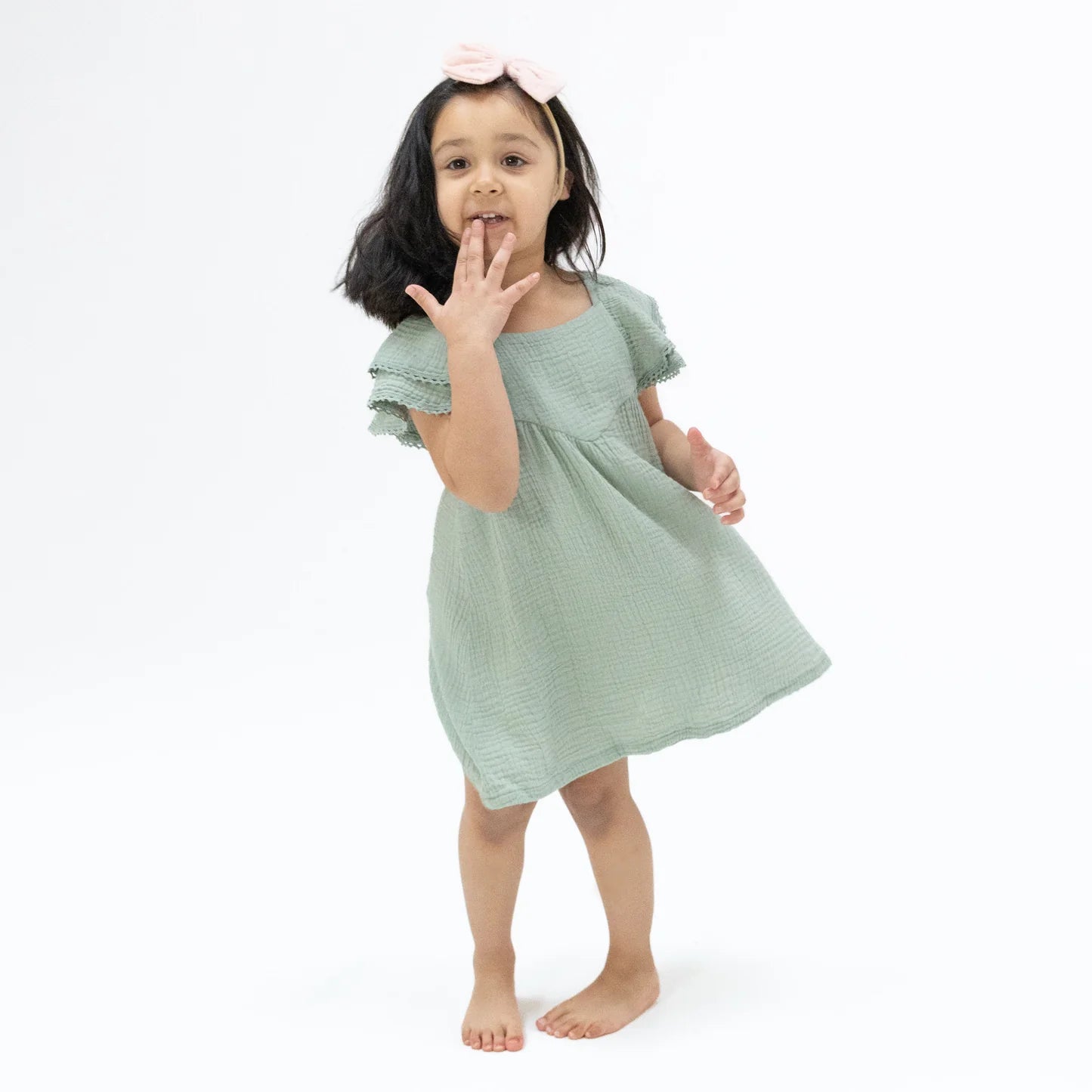 Angel Dear | Solid Muslin Jadeite V Neck Dress & Bloomer | Vagabond | Apparel | Boutique