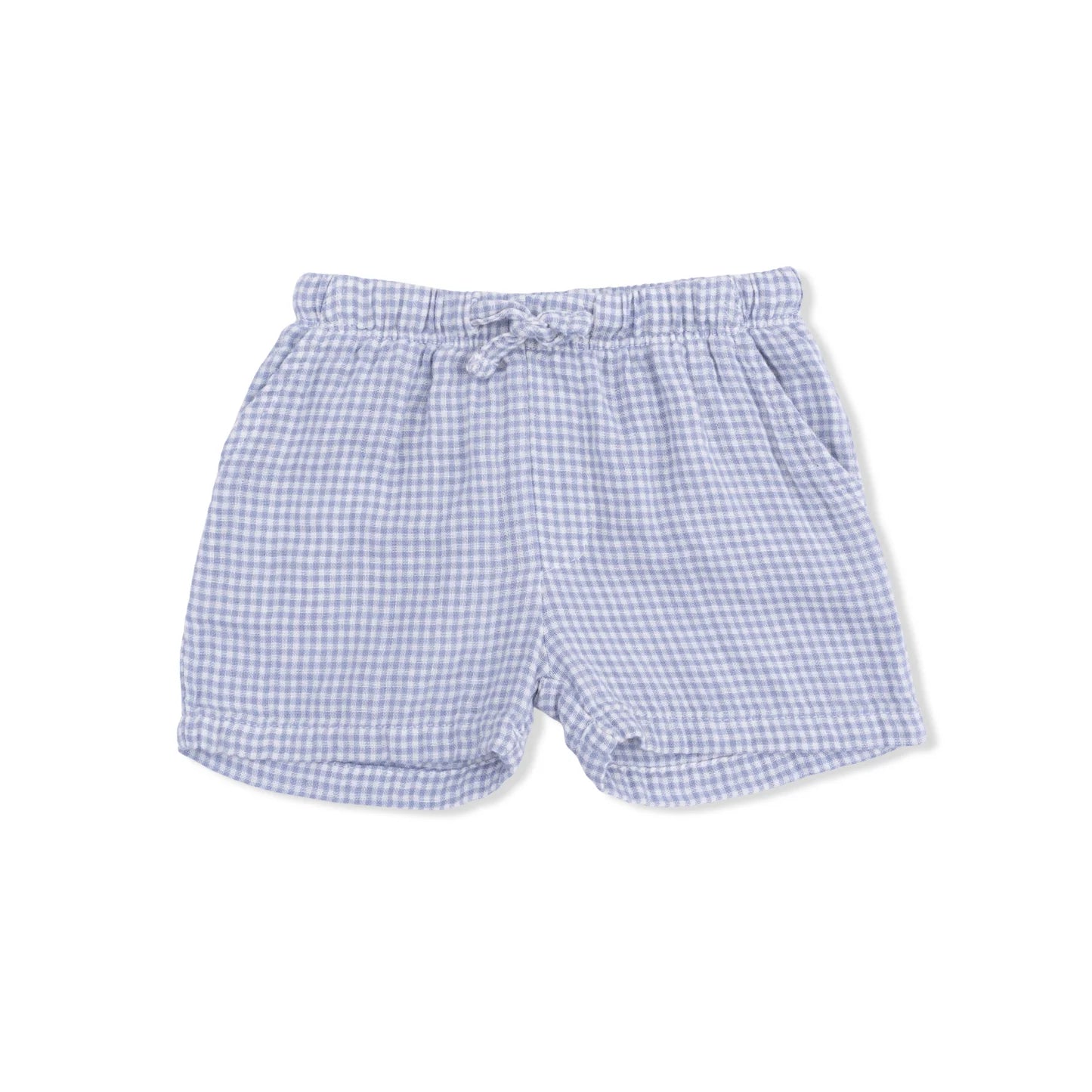 Angel Dear | Micro Gingham Blue Blizzard Polo Button Up W/ Casual Short | Bottoms | Vagabond | Apparel | Boutique