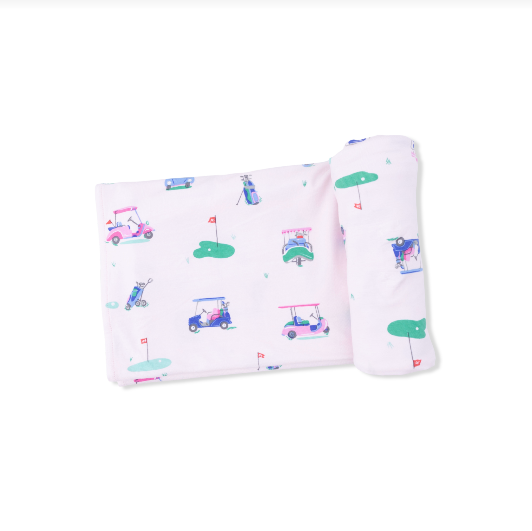 Angel Dear | Vintage Golf Carts Swaddle | Pink | Vagabond | Apparel | Boutique