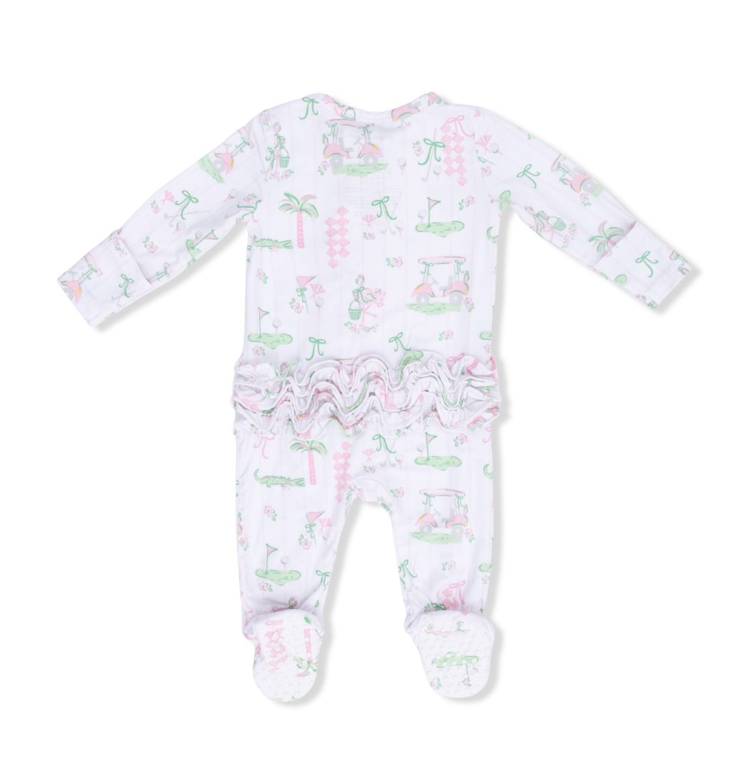 Angel Dear | Pretty Golf 2 Way Ruffle Back Zipper Footie | Back | Vagabond | Apparel | Boutique