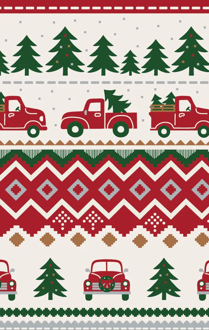 Angel Dear | Red truck Fair Isle 2 Way Zip Footie | Swatch | Vagabond | Apparel | Boutique