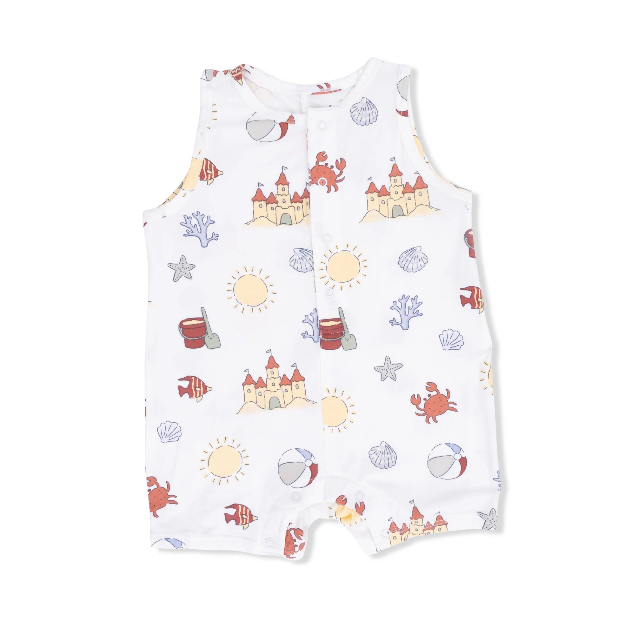 Angel Dear | Sunny Sandcastles Sleeveless Shortie Romper | Front | Vagabond | Apparel | Boutique