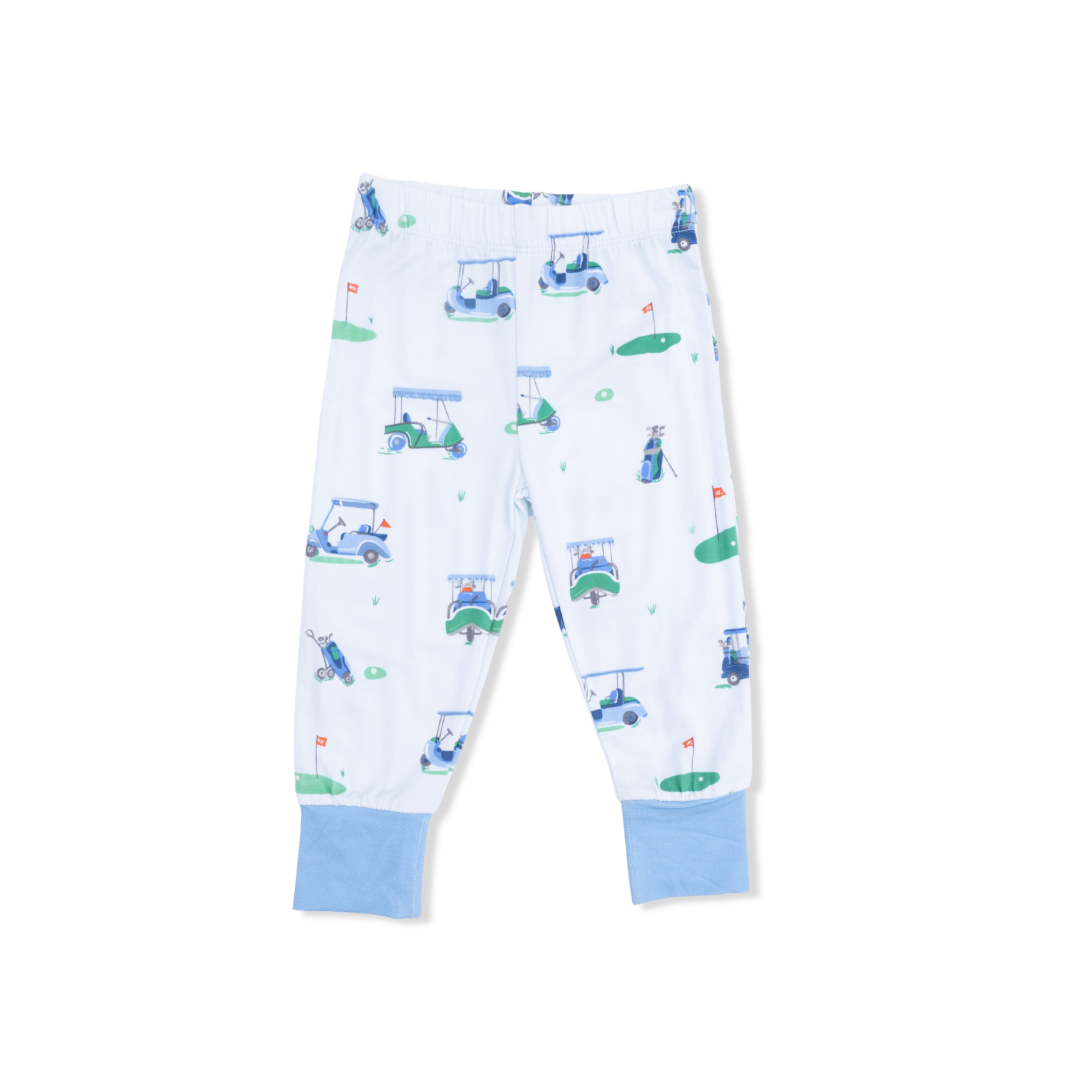 Angel Dear | Vintage Golf Carts Short Sleeve Lounge Set | Blue| Bottoms | Vagabond | Apparel | Boutique