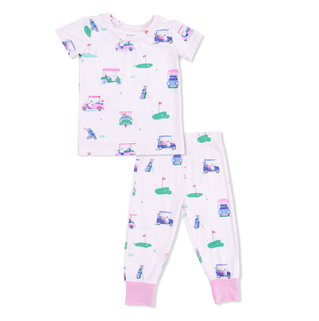 Angel Dear | Vintage Golf Carts Short Sleeve Lounge Set | Pink | Vagabond | Apparel | Boutique