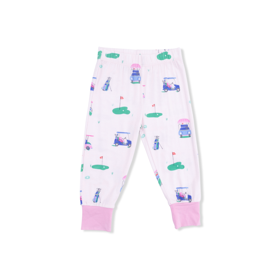 Angel Dear | Vintage Golf Carts Short Sleeve Lounge Set | Pink | Bottoms | Vagabond | Apparel | Boutique