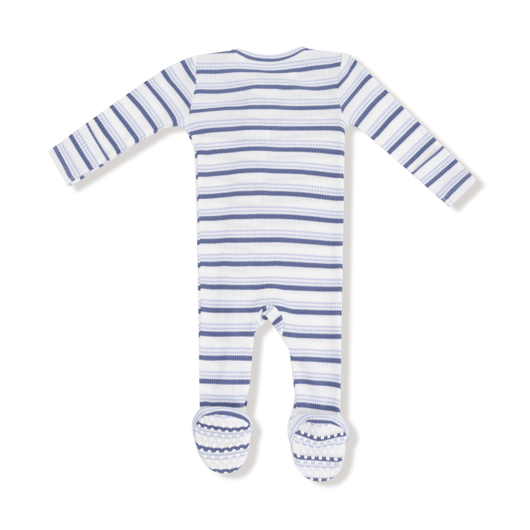 Angel Dear | Vintage Stripe 2 Way Zipper Footie | Back | Vagabond | Apparel | Boutique