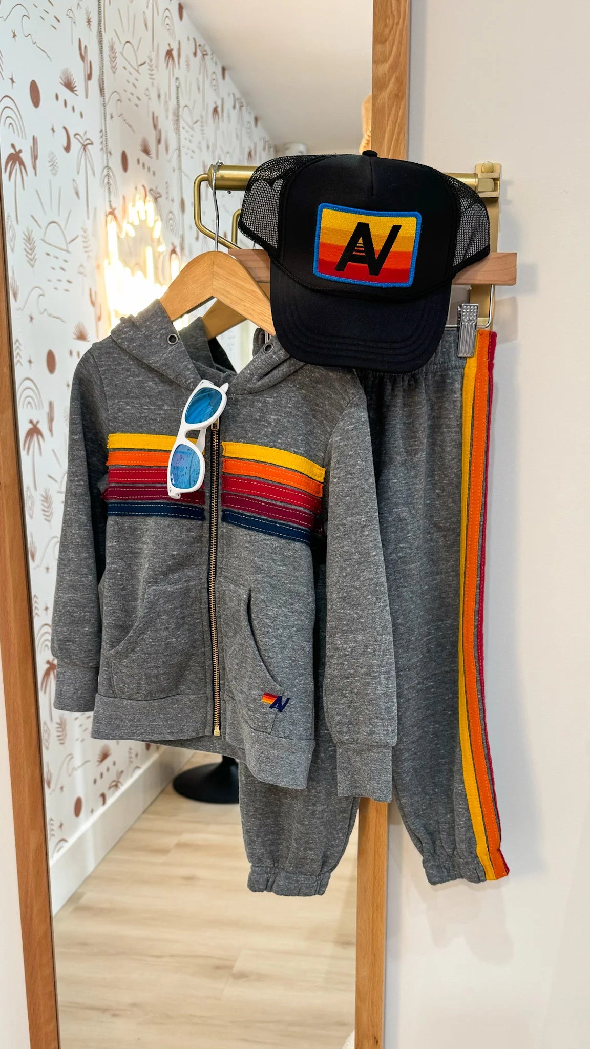 Aviator Nation | Kids | 5 Stripe | Hoodie | Sweats | Heather Grey