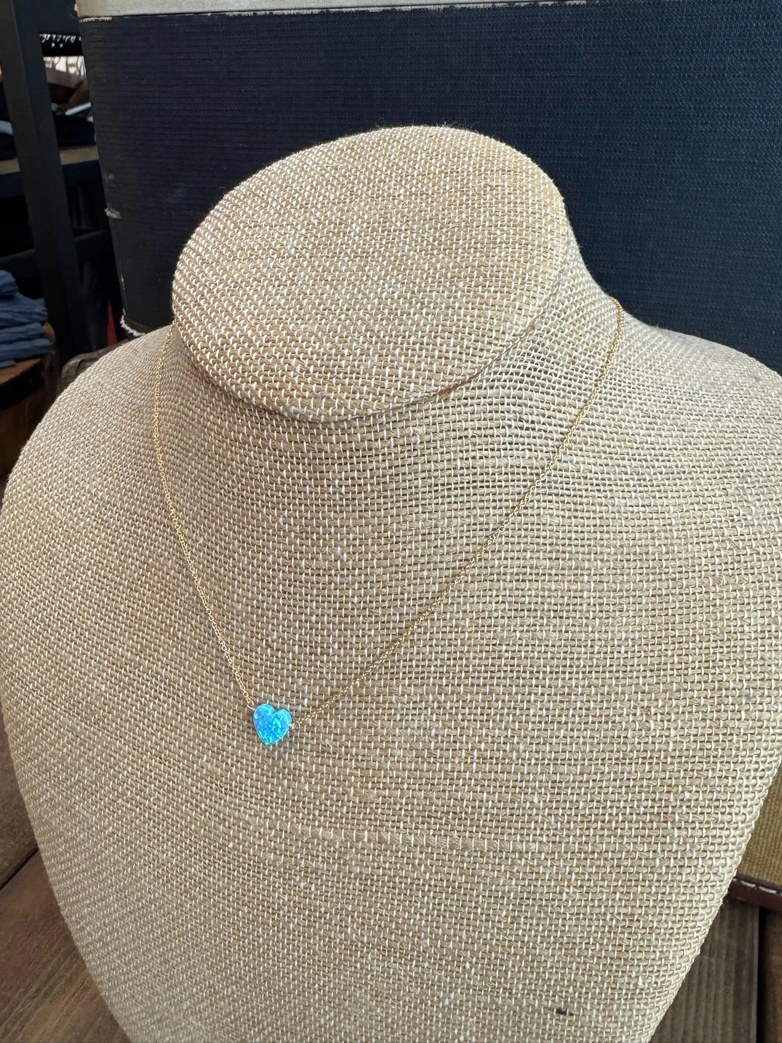 Bara Boheme | Heart Necklace | Blue | SIde | Vagabond | Apparel | Boutique