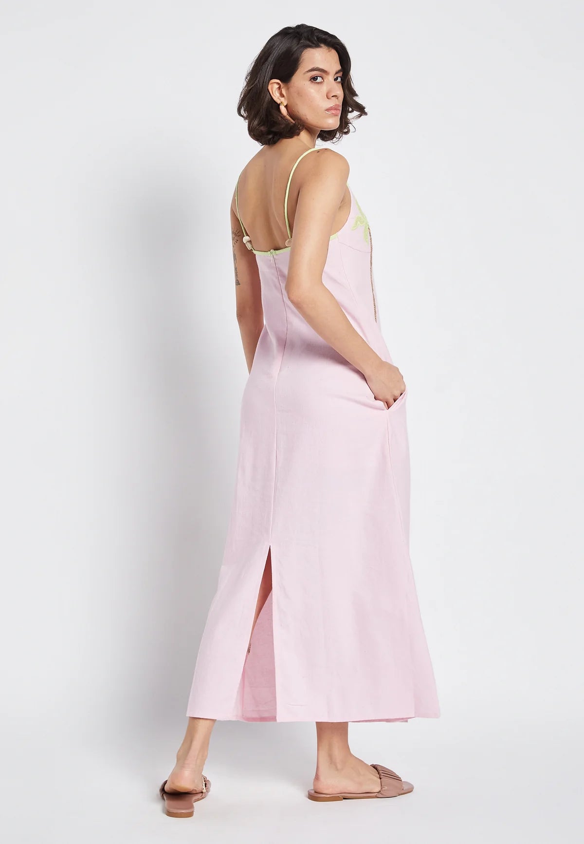 BeSunset | Aria Palm Dress | Pink | Back | Vagabond | Apparel | Boutique