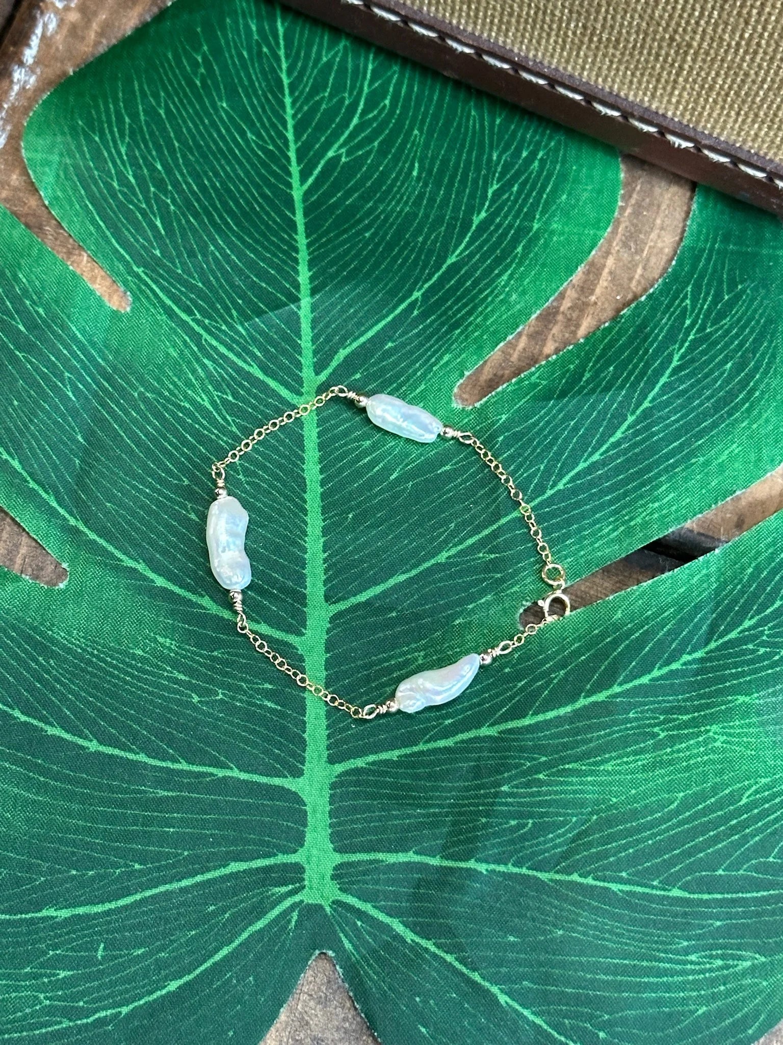 Beachybeads | 3 Freshwater Keshi Pearl Bracelet | Flat | Vagabond | Apparel | Boutique