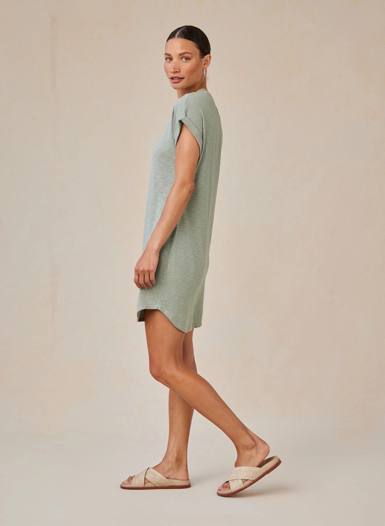 Bella Dahl | Roll Sleeve T-Shirt Dress | Side | Vagabond | Apparel | Boutique
