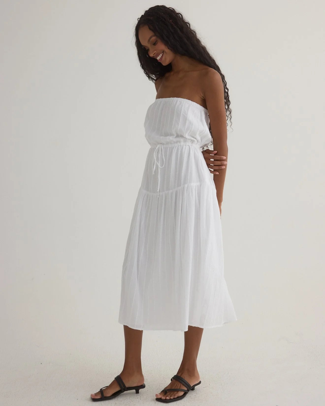 Bella Dahl | Ruffle Hem Midi Dress | Side | Vagabond | Apparel | Boutique