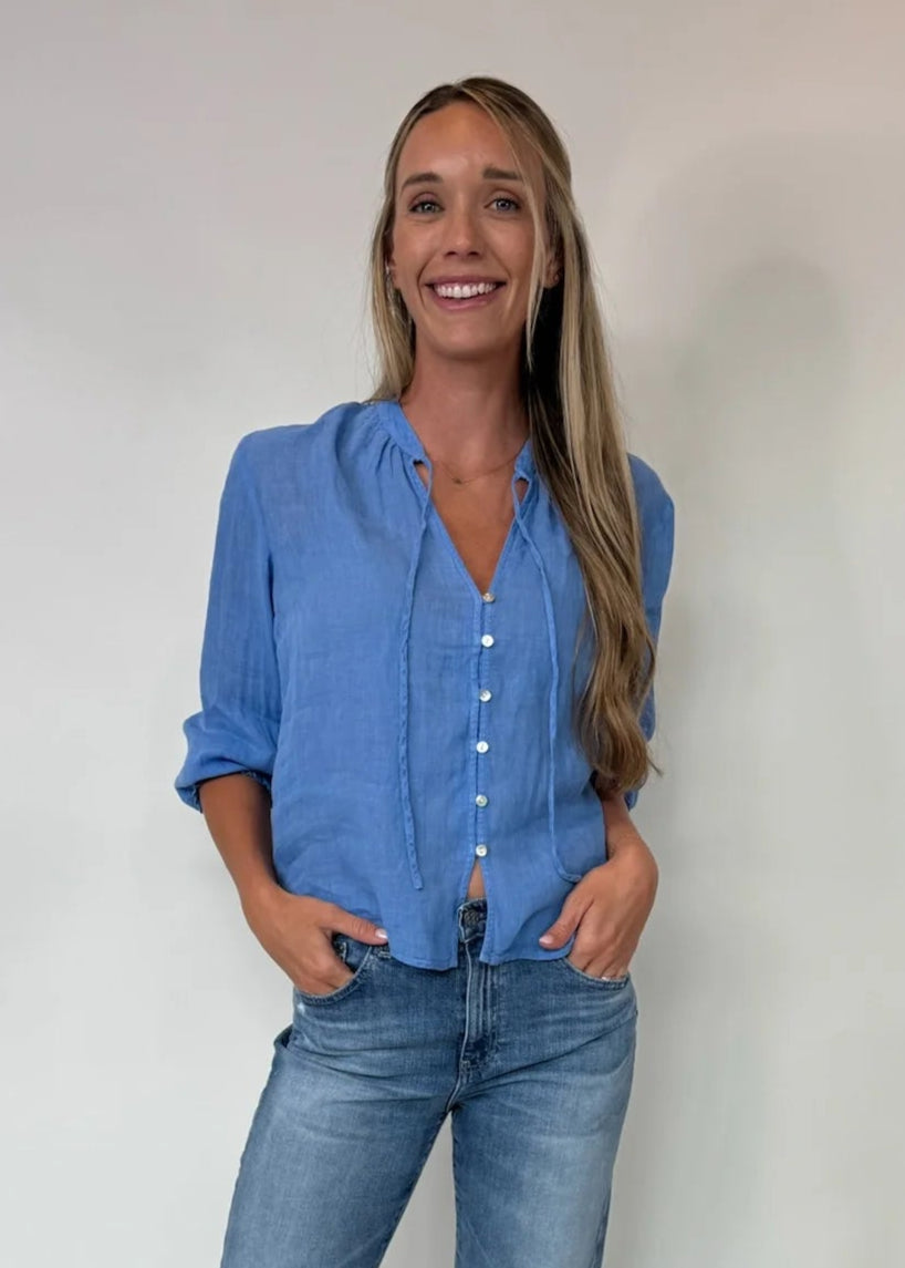 Bella Dahl | 3/4 Sleeve Tie Neck Blouse | Vagabond | Apparel | Boutique