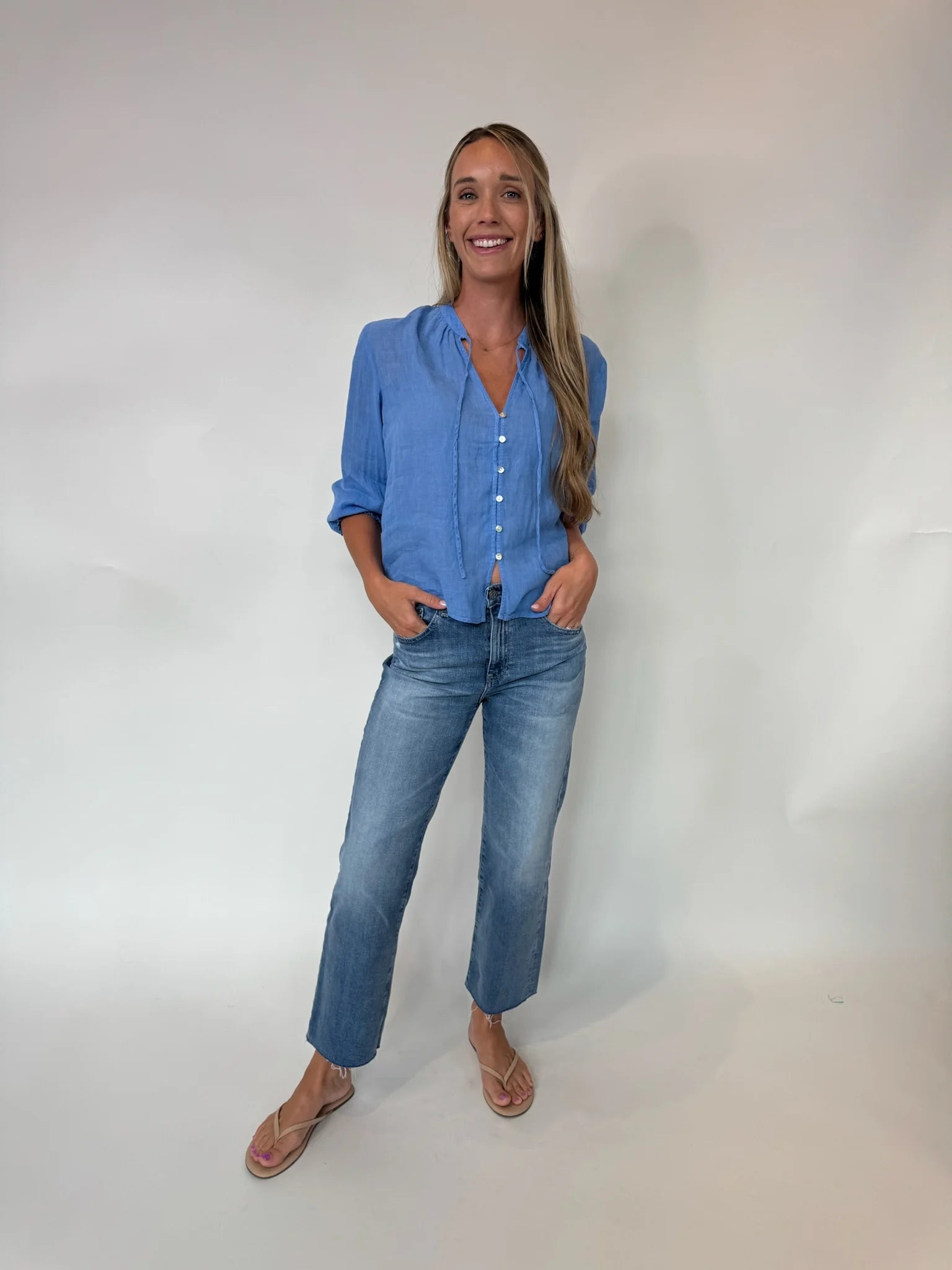 Bella Dahl | 3/4 Sleeve Tie Neck Blouse | Vagabond | Apparel | Boutique