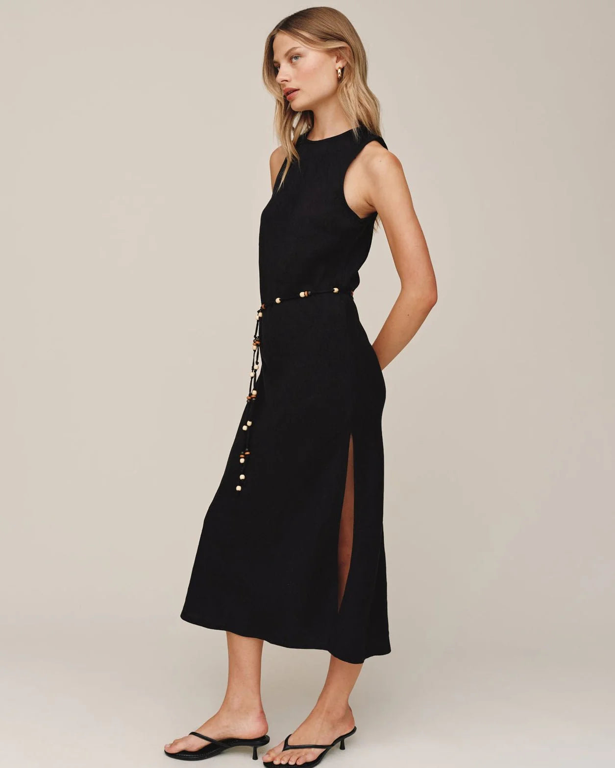 Bella Dahl | Bias Midi Dress W/Beaded Belt | Vagabond | Apparel | Boutique
