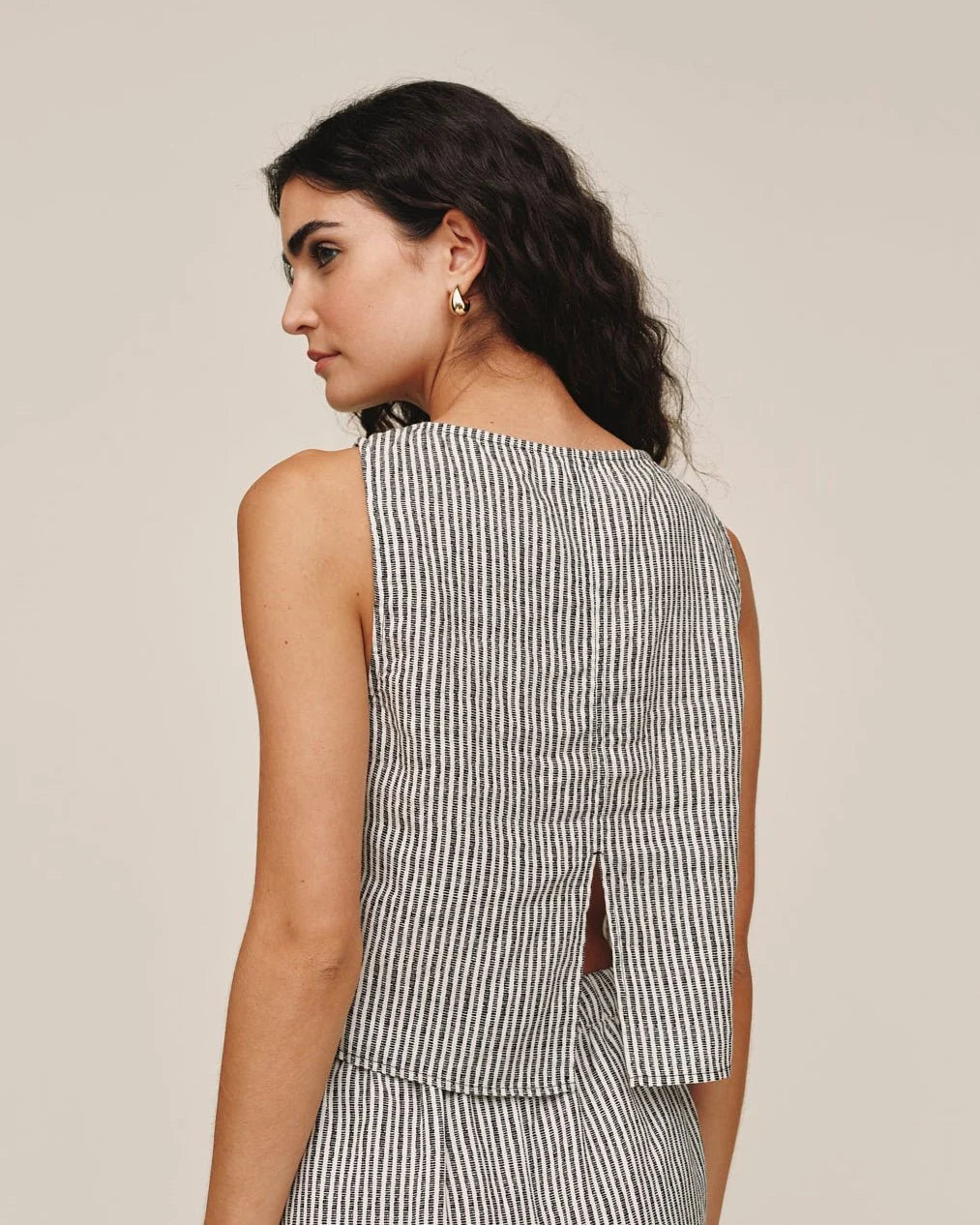 Bella Dahl | Striped Sleeveless Boat Neck Split Back | Vagabond | Apparel | Boutique