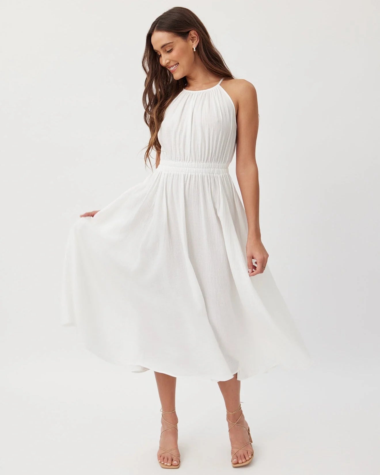 Bella Dahl | Cut Out Midi Halter Dress | White | Vagabond | Apparel | Boutique