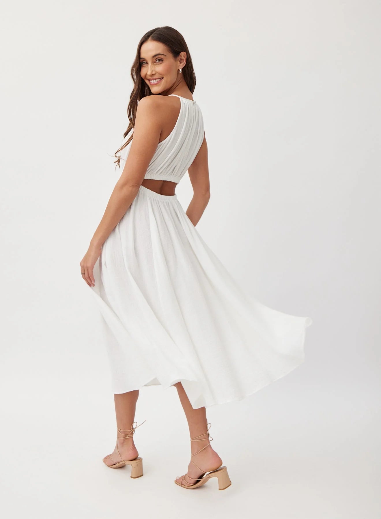 Bella Dahl | Cut Out Midi Halter Dress | White | Vagabond | Apparel | Boutique