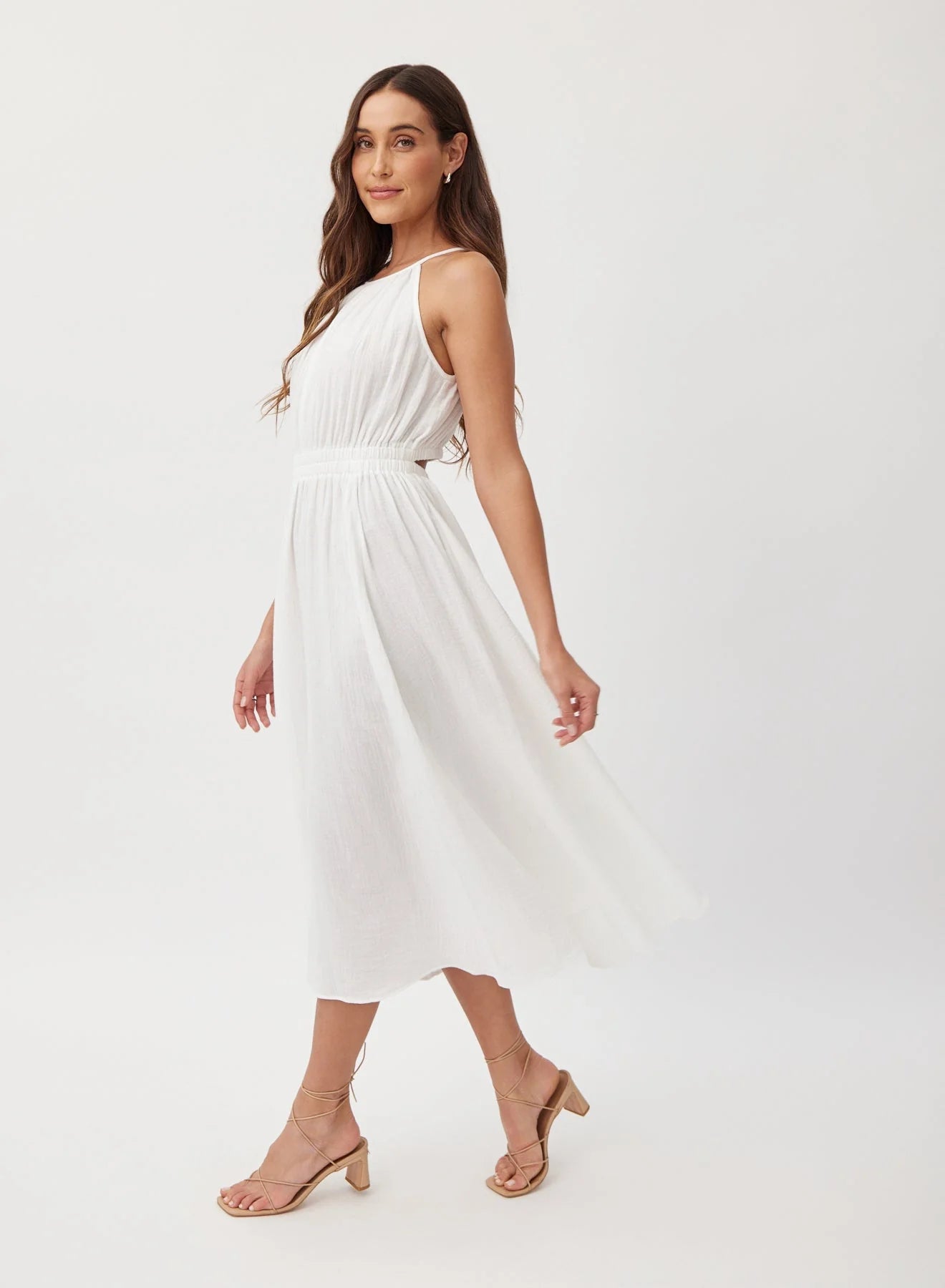 Bella Dahl | Cut Out Midi Halter Dress | White | Vagabond | Apparel | Boutique