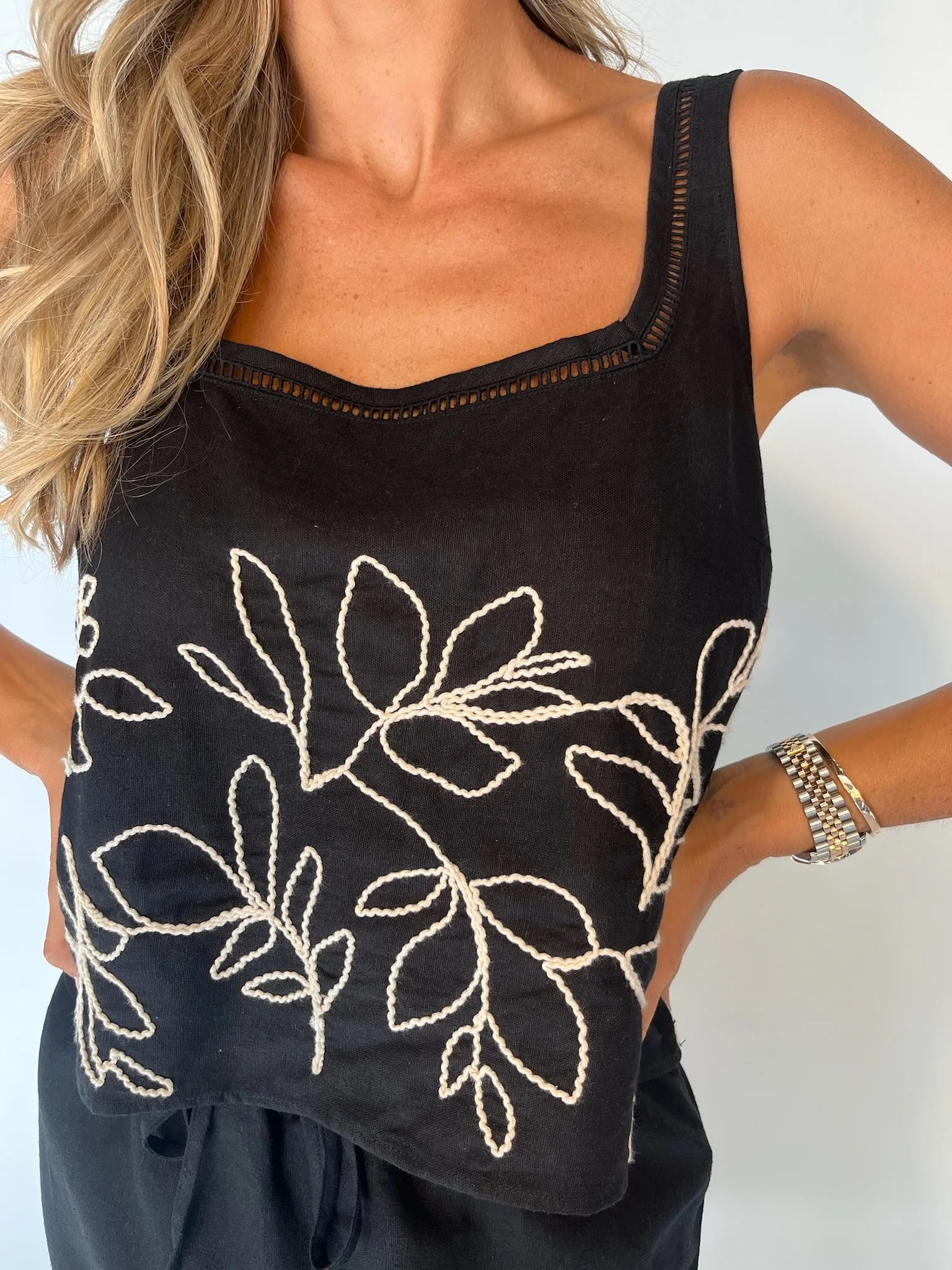 Bella Dahl | Square Neck Ladder Trim Top | Vagabond | Apparel | Boutique