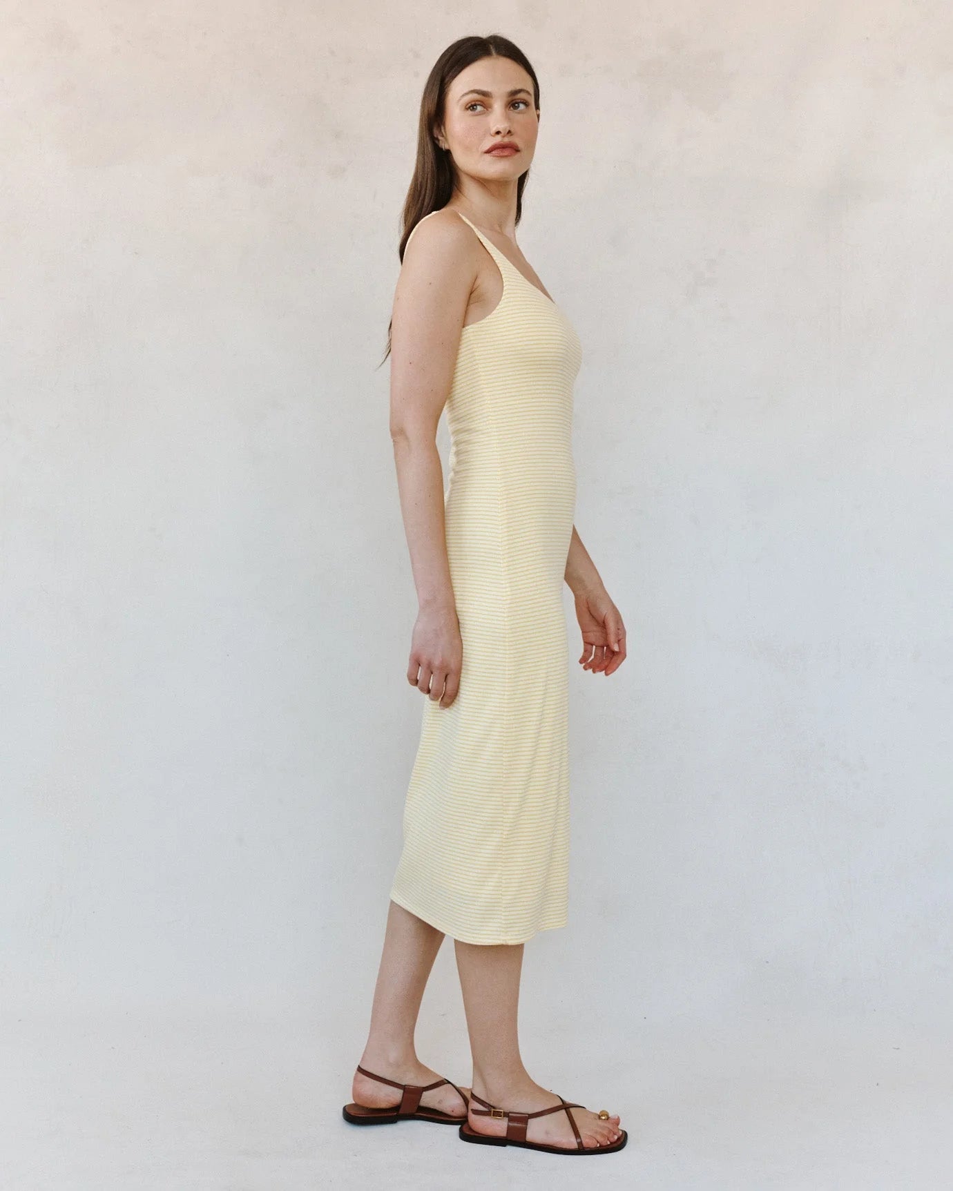 Bella Dahl | Square Neck Fitted Midi Dress | Side | Vagabond | Apparel | Boutique