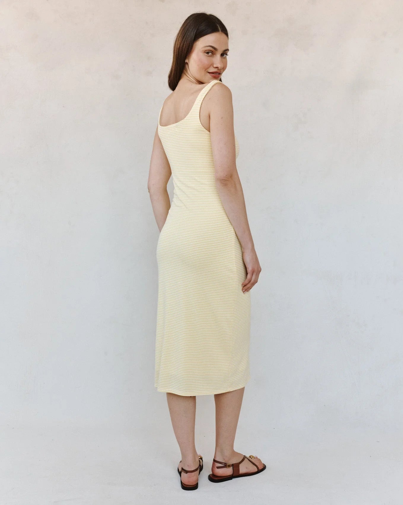 Bella Dahl | Square Neck Fitted Midi Dress | Back | Vagabond | Apparel | Boutique