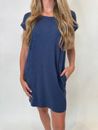 Bobi | Short Sleeve Raglan Dress | Pacific Blue | Vagabond | Apparel | Boutique