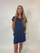 Bobi | Short Sleeve Raglan Dress | Pacific Blue | Vagabond | Apparel | Boutique