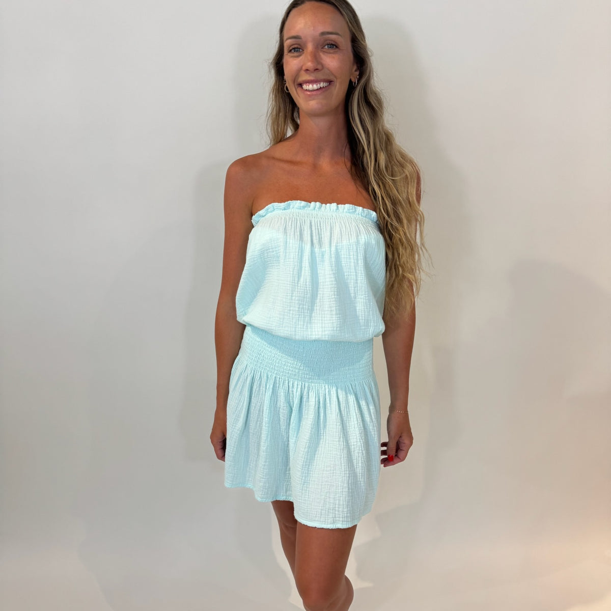 Bobi Smocked Tube Dress Jelly Mint / L