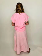 Bobi | Tiered | Maxi | Skirt | Pink | Back | Vagabond | Apparel | Boutique