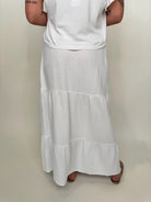 Bobi | Tiered | Maxi | Skirt | White | Back | Vagabond | Apparel | Boutique