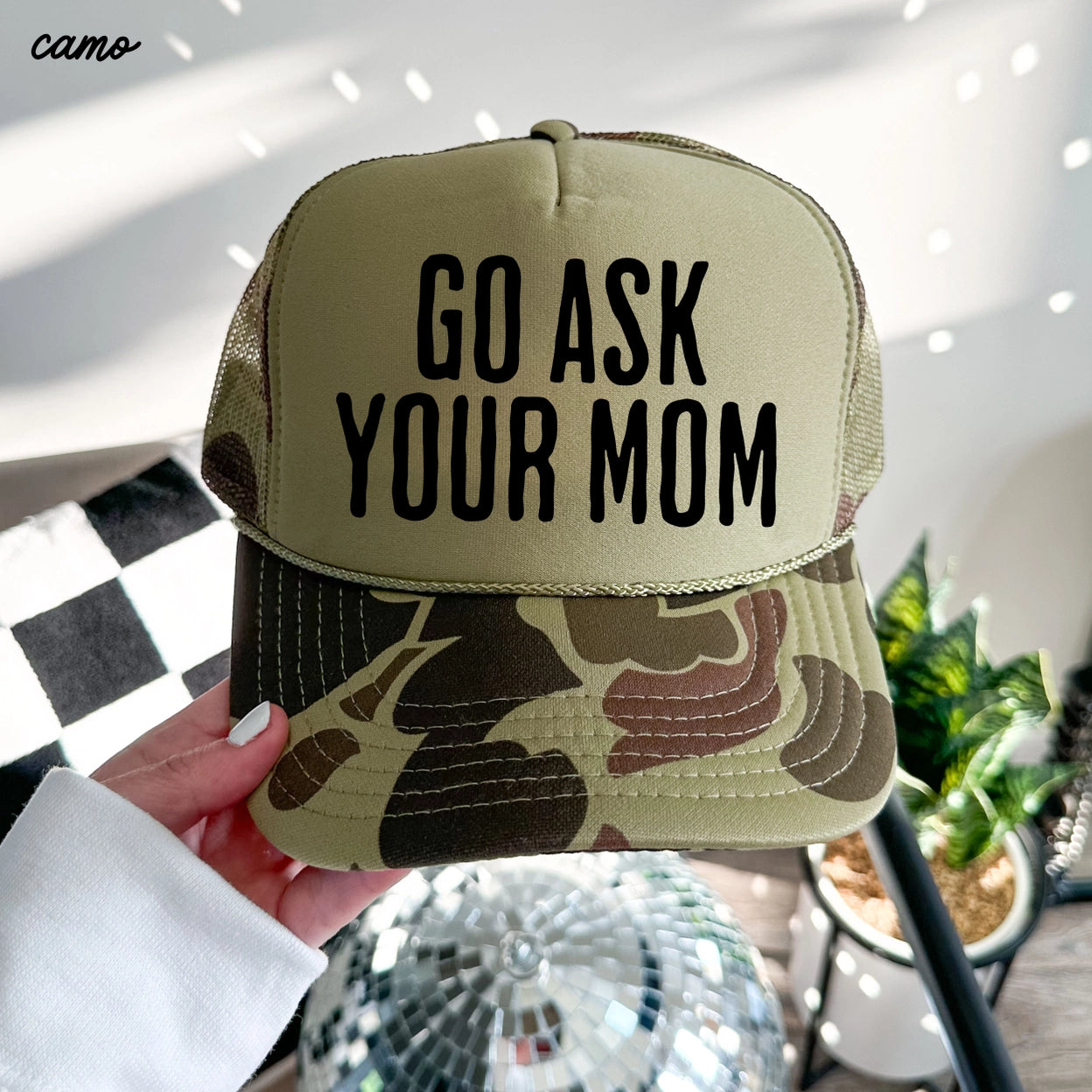 Chloe Vs Tank | Go Ask Your Mom Trucker Hat | Vagabond | Apparel | Boutique