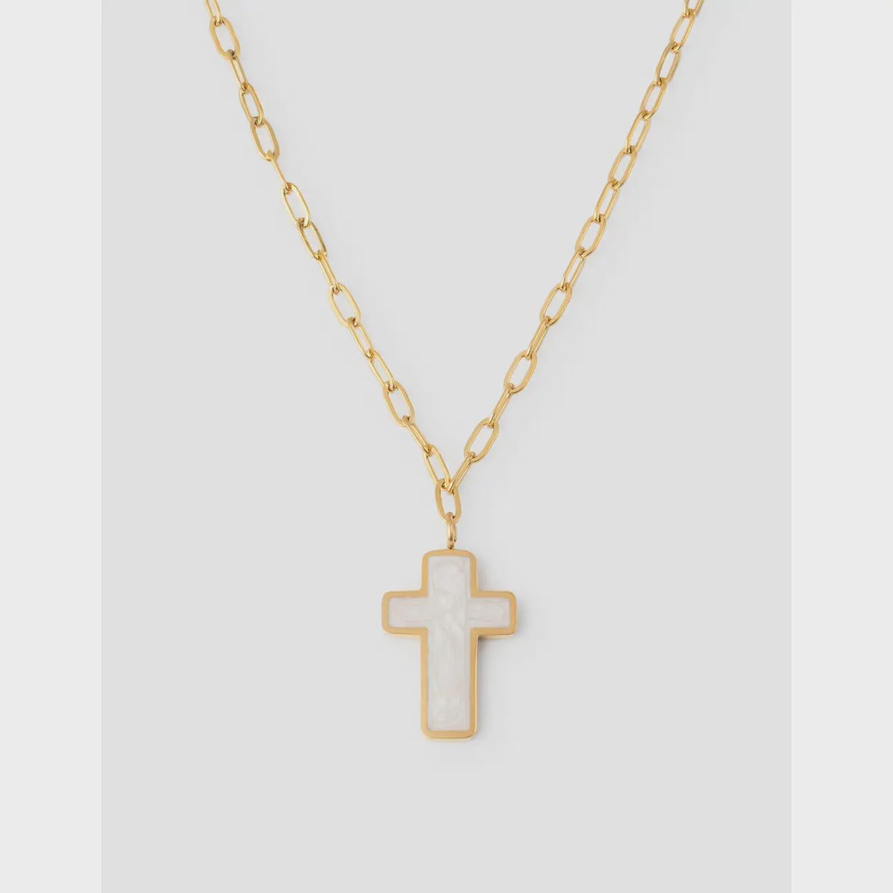 Elevated Faith | White Enamel Cross Necklace | Vagabond | Apparel | Boutique