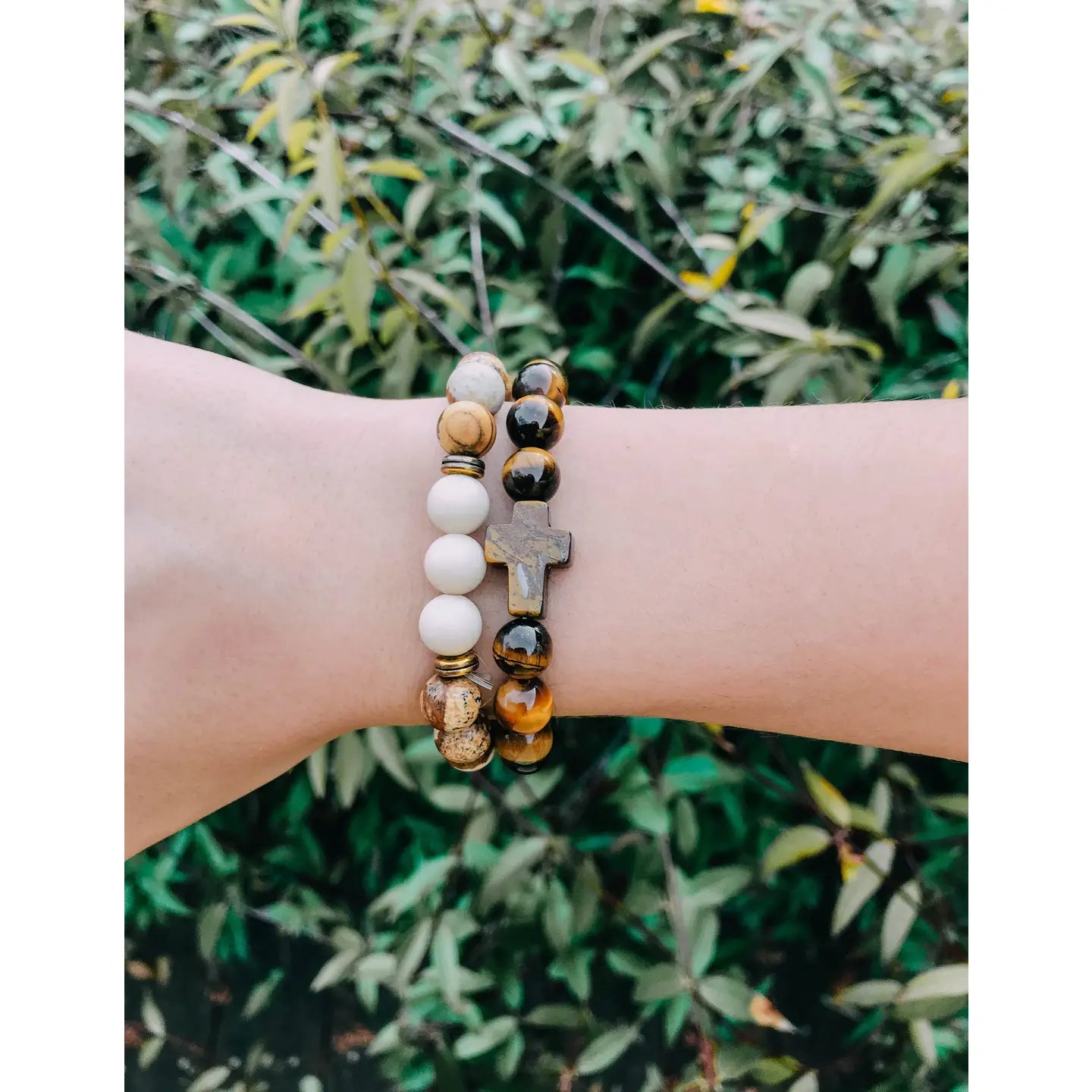 Elevated Faith | Cross Bracelet | Tiger Eye | Model | Vagabond | Apparel | Boutique