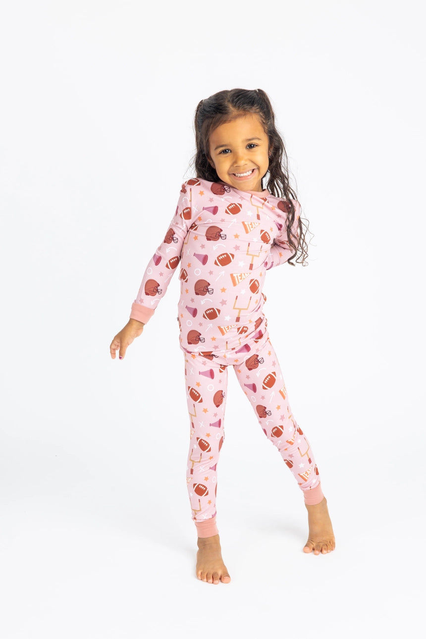 Emerson & Friends | Football L/S Pajama Set | Pink Model | Vagabond | Apparel | Boutique
