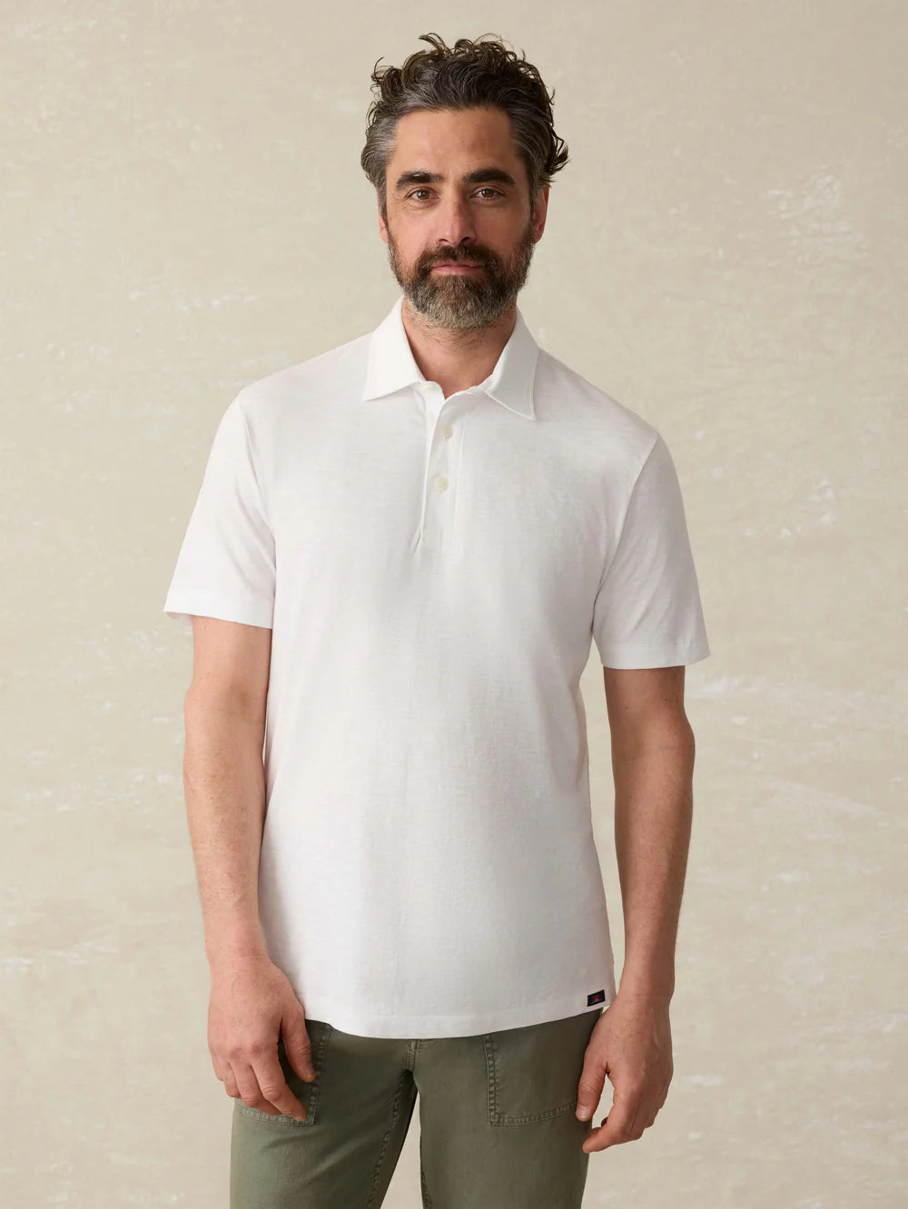 Faherty | Men | Sunwashed Polo Tee | White | Vagabond | Apparel | Boutique