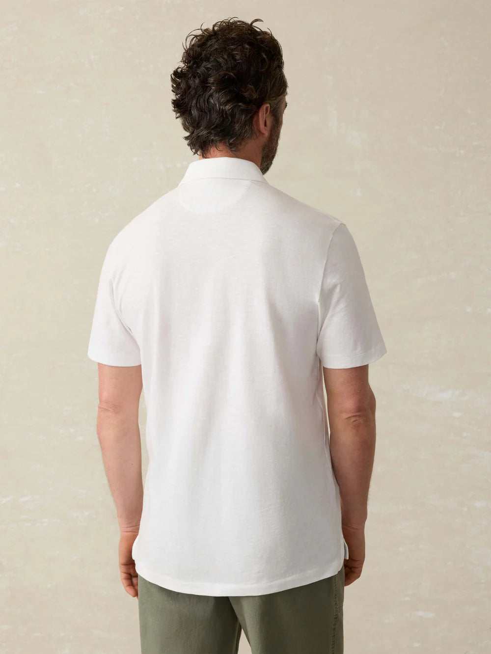 Faherty | Men | Sunwashed Polo Tee | White | Back | Vagabond | Apparel | Boutique
